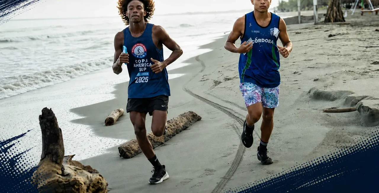Dos corredores en la playa de San Bernardo del Viento